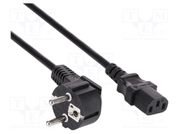 Cable; 3x1.5mm; PVC; Len: 3m; black; 10A; 250V; Core: Cu