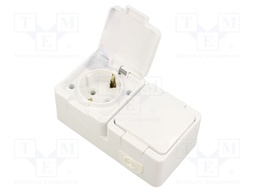 Connector: AC supply; socket; 2P+PE; 250VAC; 16A; white; wall mount