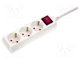 Extension lead; 3G1.5mm2; with protection; Sockets: 3; PVC; white