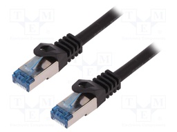 Patch cord; S/FTP; 6a; stranded; Cu; LSZH; black; 50m; 27AWG
