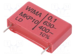 Capacitor: polypropylene; 100nF; 22.5mm; ±10%; 26.5x6x15mm; 630VDC