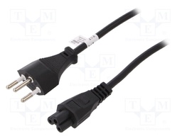 Cable; IEC C5 female,SEV-1011 (J) plug; 1.8m; black; 3G0,75mm2