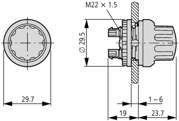 Switch: rotary; Stabl.pos: 2; 22mm; black; Illumin: none; IP66; Pos: 2