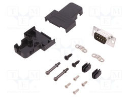 D-Sub; PIN: 9; plug; male; soldering; for cable; black