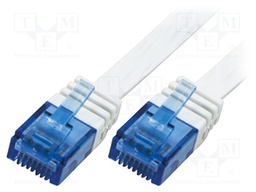 Patch cord; U/UTP; 5e; stranded; CCA; PVC; white; 0.25m; 30AWG