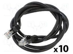 Patch cord; U/UTP; 6; stranded; CCA; PVC; black; 1.5m; 26AWG; Cores: 8