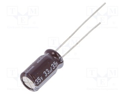 Capacitor: electrolytic; low impedance; THT; 33uF; 35VDC; ±20%