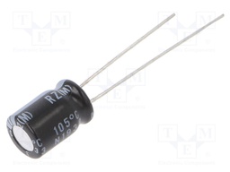 Capacitor: electrolytic; THT; 220uF; 10VDC; Ø6.3x9mm; Pitch: 2.5mm