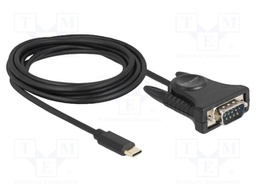 USB to RS232 converter; D-Sub 9pin plug,USB C plug; 1.8m; black