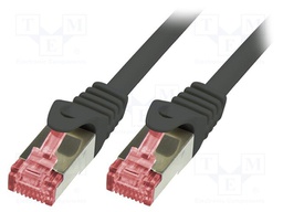 Patch cord; S/FTP; 6; stranded; Cu; LSZH; black; 5m; 27AWG