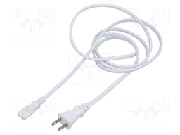 Cable; 2x0.75mm2; IEC C7 female,JIS 8303 plug; PVC; 1.8m; white