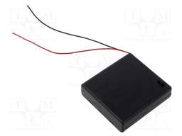 Holder; AA,R6; Batt.no: 4; cables; black; with switch,snapped-in