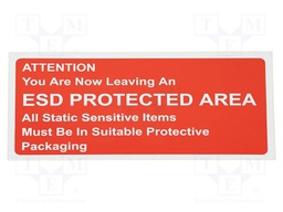 Information board; ESD; 300x150mm; red; Marker: white