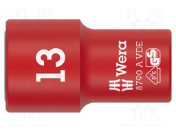 Socket; 6-angles,insulated,socket spanner; HEX 13mm; 1/4"; 1kVAC