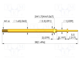 Test needle; Spring compression: 4mm; 5mm; 8A; CuBe; gold-plated