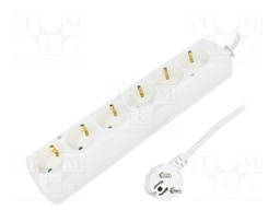 Extension lead; Schuko; Sockets: 6; PVC; white; 3x1,5mm2; Len: 5m