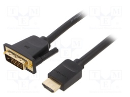 Cable; DVI-D (18+1) plug,HDMI plug; 1m; black; 30AWG; Core: Cu