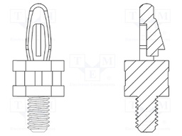 PCB distance; polyamide 66; L: 6.4mm; screwed rod,snap fastener