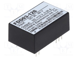 Converter: DC/DC; 3W; Uin: 20÷60V; 12VDC; Iout: 250mA; 0.02ppm/°C