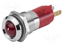 Indicator: LED; prominent; red; 24VDC; Ø14mm; connectors 2,8x0,8mm