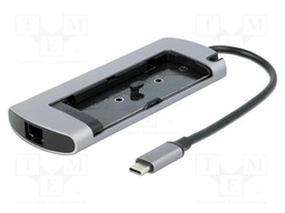 Hub USB; USB 3.2 Gen 1; 10/100/1000Mbps; grey; Number of ports: 6