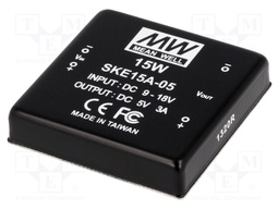 Converter: DC/DC; 15W; Uin: 9÷18V; 5VDC; Iout: 3000mA; 2"x2"; 65g