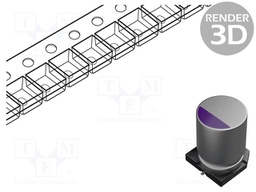 Capacitor: polymer; 470uF; 6.3VDC; ESR: 35mΩ; TPB; SMD; ±20%