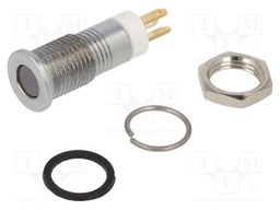 Indicator: LED; flat; red/green/yellow; Ø8mm; IP67; Q8; brass