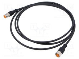 Connection lead; M12; PIN: 4; 2m; plug; 250VAC; 4A; -25÷80°C; IP67
