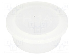 Plugs; Body: semi-transparent; Out.diam: 23mm; H: 9mm; Mat: LDPE