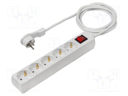Extension lead; 3G1.5mm2; with protection; Sockets: 5; PVC; white