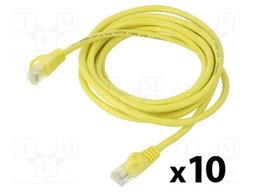 Patch cord; U/UTP; 6; stranded; CCA; PVC; yellow; 3m; 26AWG; Cores: 8