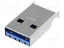 Plug; USB A; on PCBs; SMT; angled 90°; USB 3.0; gold-plated