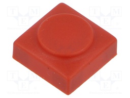 Button; rectangular; red; polyamide; 15.5x15.5mm