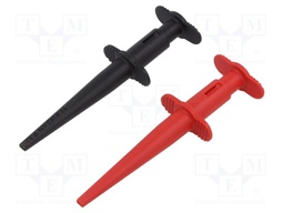 Clip-on probe; hook type; 5A; black,red; 4mm; L: 126mm; 2pcs.