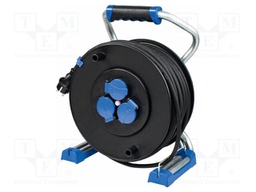 Extension lead; 3G2.5mm2; Sockets: 3; rubber; black; 40m; 16A