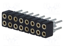 Socket; pin strips; female; PIN: 16; turned contacts,low profile