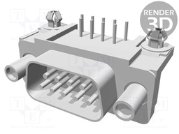 D-Sub; PIN: 9; socket; male; angled 90°; THT; UNC4-40; 0.76um