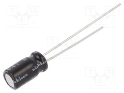 Capacitor: electrolytic; THT; 4.7uF; 50VDC; Ø5x9mm; Pitch: 2mm; ±20%