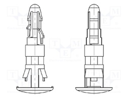 Assembly stud; polyamide 66; L: 12mm; latch/latch; Colour: black