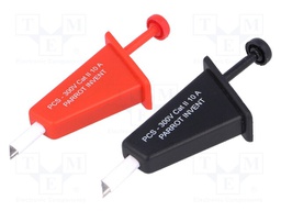 Clip-on probe; hook type; 300VDC; red and black