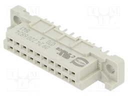 DIN 41612; type 3B; female; PIN: 20; THT