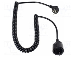 Extension lead; 3G1.5mm2; coiled; Sockets: 1; PVC; black; 16A