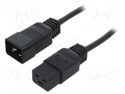Cable; IEC C19 female,IEC C20 male; 1.5m; black; PVC; 3x1,5mm2