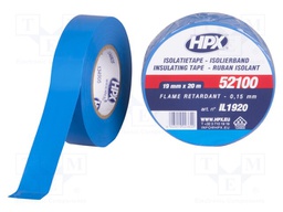Tape: electrical insulating; W: 19mm; L: 20m; D: 0.15mm; blue; rubber