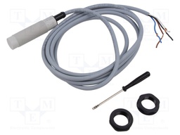 Capacitive Proximity Sensor, Type CA18CAN, M18, 12 mm, PNP, 10 to 40 Vdc, Pre-Wired