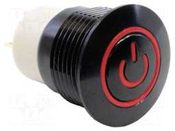 Switch: vandal resistant; SPST-NO; 2A/36VDC; IP67; OFF-(ON); red