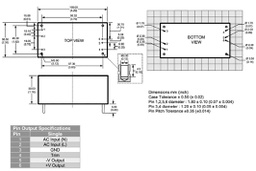 Converter: AC/DC; 50W; 85÷264VAC; Usup: 100÷370VDC; Uout: 5VDC; 82%