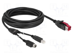 Cable; DIN mini 3pin plug,PoweredUSB plug,USB B plug; 5m; black