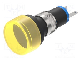 Indicator: LED; prominent; yellow; Ø16.2mm; for soldering; 18